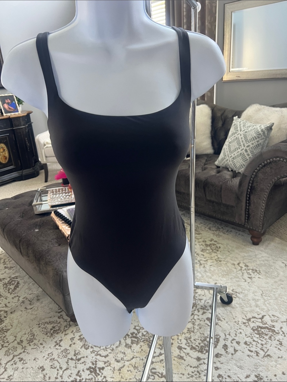 SKIMS fits everybody Black Square Neck Women's Bodysuit
